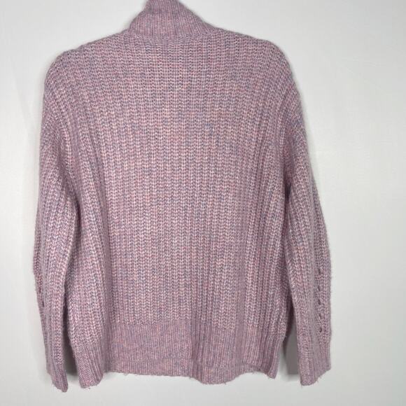New J Crew Womens XS Purple Pink Alpaca Blend Turtleneck Sweater Shoulder Button - Picture 2 of 9